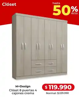 Easy M+design clóset 8 puertas 4 cajones crema oferta