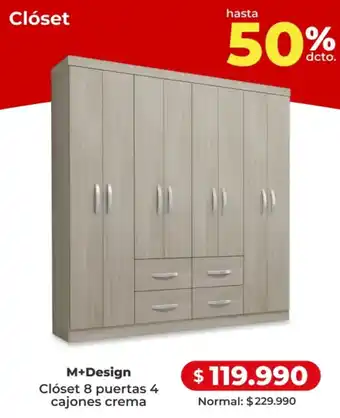 Easy M+design clóset 8 puertas 4 cajones crema oferta