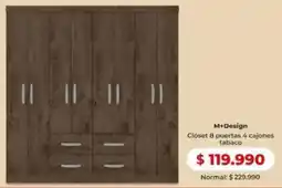 Easy M+design closet 8 puertas 4 cajones tabaco oferta