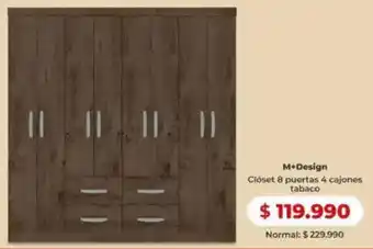Easy M+design closet 8 puertas 4 cajones tabaco oferta