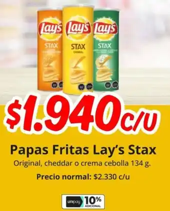 Unimarc Papas fritas lay's stax oferta