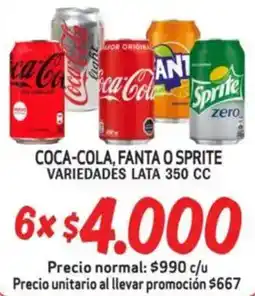 Mayorista 10 Coca-cola, fanta o sprite variedades lata oferta