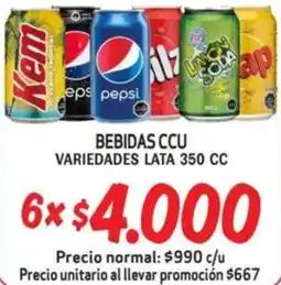 Mayorista 10 Bebidas ccu variedades lata oferta