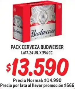 Mayorista 10 Budweiser pack cerveza oferta
