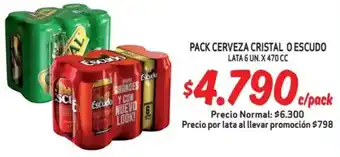 Mayorista 10 Cristal o escudo pack cerveza oferta