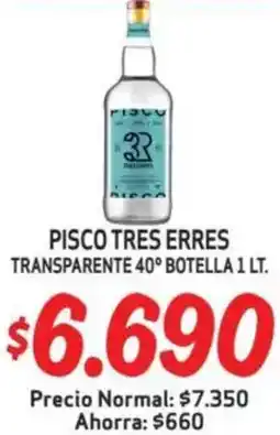 Mayorista 10 Pisco tres erres transparente 40° botella oferta