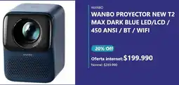 Casa Royal Wanbo proyector new t2 max dark blue led/lcd / oferta