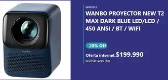 Casa Royal Wanbo proyector new t2 max dark blue led/lcd / oferta