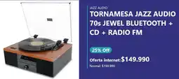 Casa Royal Tornamesa jazz audio 70s jewel bluetooth + cd + radio fm oferta
