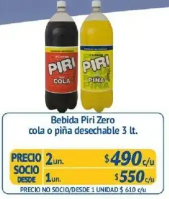 Alvi Bedida Piri Zero Cola o Piña Desechable 3lt oferta