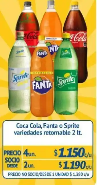 Alvi Coca Cola, Fanta o Sprite Variedades Retomable 2lt oferta