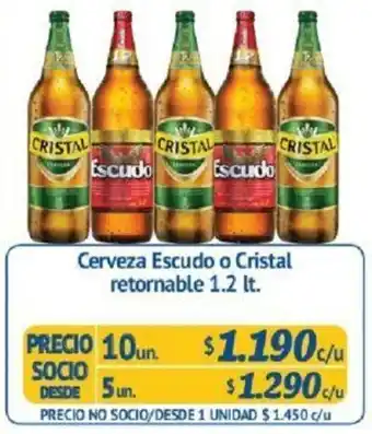 Alvi Cerveza Escudo o Cristal Retornable 1.2lt oferta