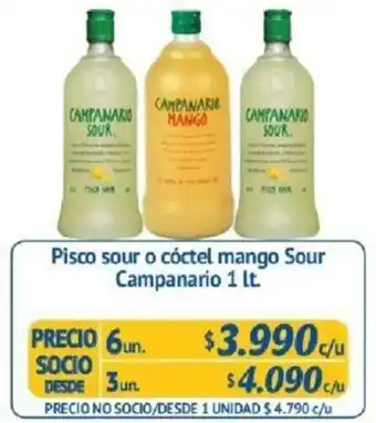 Pisco Sour o Cóctel Mango Sour Campanario 3un. 1lt
