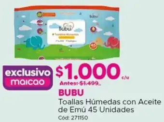 Maicao Bubu toallas húmedas con aceite de emú oferta