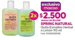 Maicao Spring natural quita esmaltes herbal o limón oferta