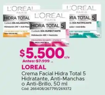 Maicao L'oréal crema facial hidra total 5 oferta
