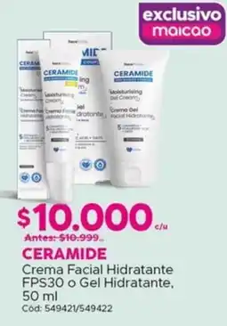 Maicao Ceramide crema facial hidratante fps30 o gel hidratante oferta
