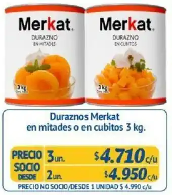 Alvi Duraznos Merkat en Mitades o en Cubitos 3kg oferta