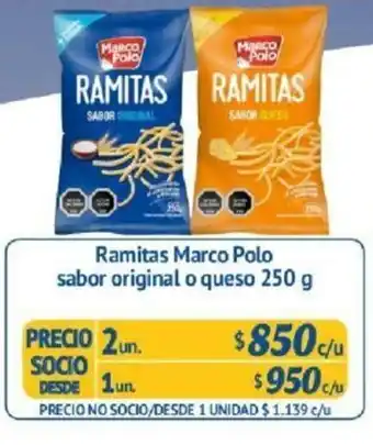 Alvi Ramitas Marco Polo Sabor Original o Queso 250g oferta