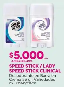 Maicao Speed stick/lady speed stick clinical desodorante en barra en crema oferta