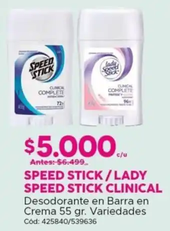 Maicao Speed stick/lady speed stick clinical desodorante en barra en crema oferta