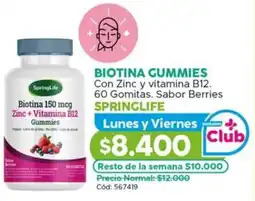 Maicao Biotina gummies con zinc y vitamina b12. 60 gomitas. sabor berries springlife oferta