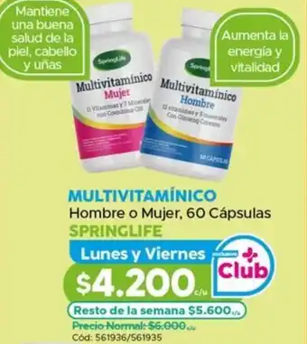 Maicao Multivitamínico hombre o mujer springlife oferta