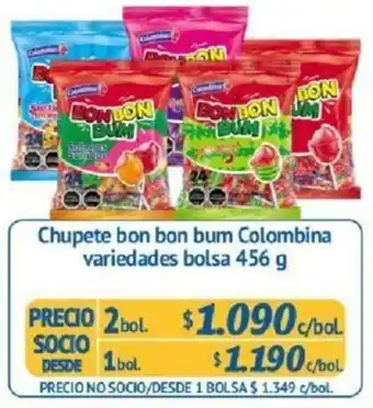 Chupete Bon Bon Bum Colombina Variedades Bolsa 456g