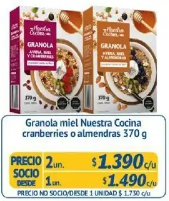 Alvi Granola Miel Nuestra Cocina Cranberries o Almendras 1un. 370g oferta