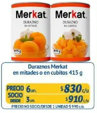 Alvi Duraznos Merkat en Mitades o en Cubitos 3un. 415g oferta