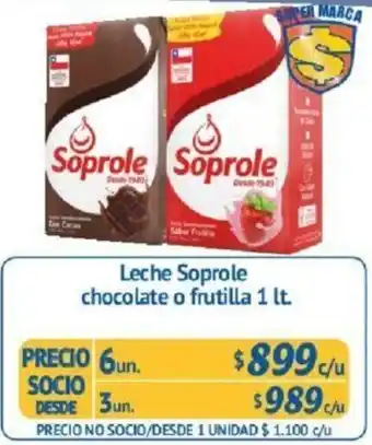 Alvi Leche Soprole Chocolate o Frutilla 3un. 1lt oferta