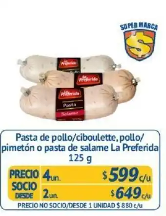 Alvi Pasta de Pollo/Ciboulette, Pollo/ Pimentón o Pasta de Salame La Preferido 2un. 125g oferta