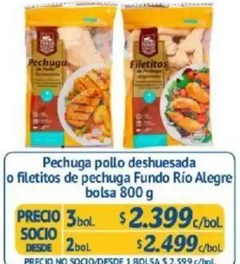 Alvi Pechuga Pollo Deshuesada o Filetitos de Pechuga Fundo Río Alegre Bolsa 2bol. 800g oferta