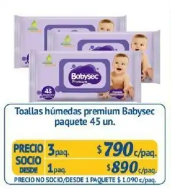 Alvi Toallas Húmedas Premium Babysec Paquete 45 un. oferta
