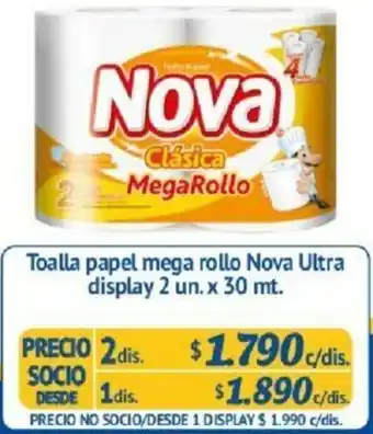 Alvi Toalla Papel Mega Rollo Nova Ultra Display 2un. x 30mt. 1dis. oferta