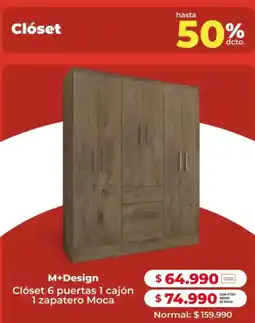 Easy M+design clóset 6 puertas 1 cajón 1 zapatero moca oferta