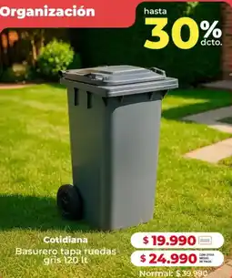 Easy Cotidiana basurero tapa ruedas gris oferta