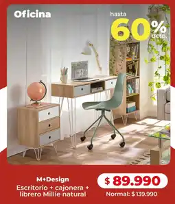 Easy M+design escritorio + cajonera + librero millie natural oferta