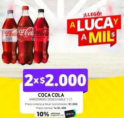 Unimarc Coca cola variedades desechable oferta