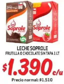 Mayorista 10 Leche soprole frutilla o chocolate sin tapa oferta