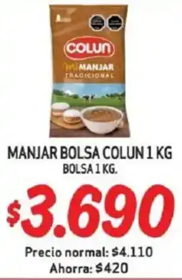 Mayorista 10 Colun manjar bolsa oferta