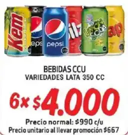 Mayorista 10 Bebidas ccu variedades lata oferta