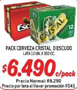 Mayorista 10 Cristal o escudo pack cerveza lata oferta
