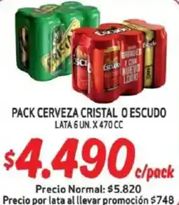 Mayorista 10 Pack cerveza cristal o escudo lata oferta