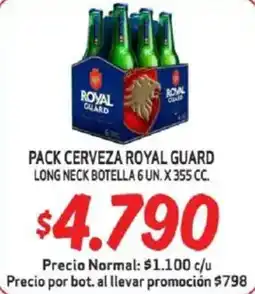 Mayorista 10 Royal guard pack cerveza long neck botella oferta