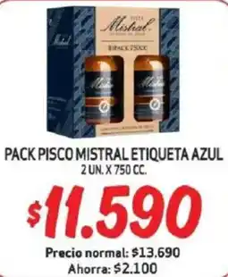 Mayorista 10 Mistral pack pisco etiqueta azul oferta