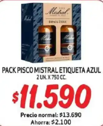 Mayorista 10 Mistral pack pisco etiqueta azul oferta