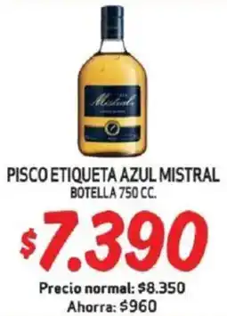 Mayorista 10 Mistral pisco etiqueta azul botella oferta