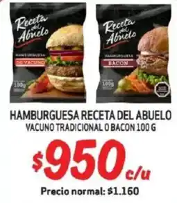 Mayorista 10 Hamburguesa receta del abuelo vacuno tradicional o bacon oferta