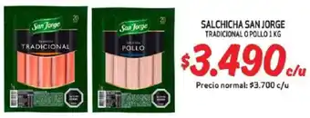 Mayorista 10 Salchicha san jorge tradicional o pollo oferta